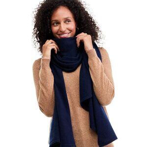 Charter Club 100% Cashmere Ruffle Muffler Scarf Black